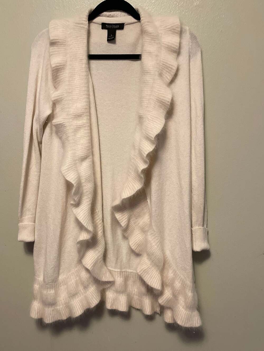 WHBM Ecru Rabbit Hair & Wool Blend Open Cardigan, Sz.S